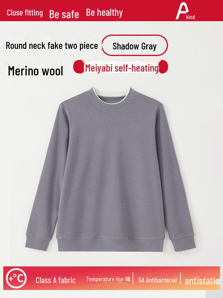 A-type Men's Thick Warm Wool Velvet Two-in-One Long Sleeve Shirt for Autumn/Winter