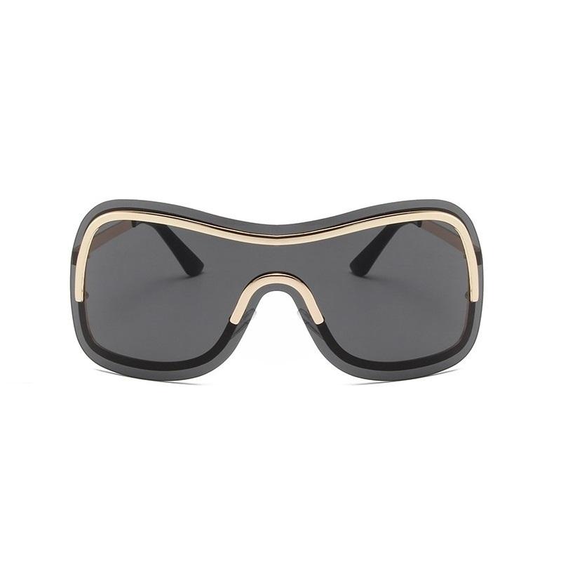 Oversized Rimless Shield Sunglasses Women Men New One Piece Lens Visor Mask Windproof Big Sun Glasses Shades Unique Uv400