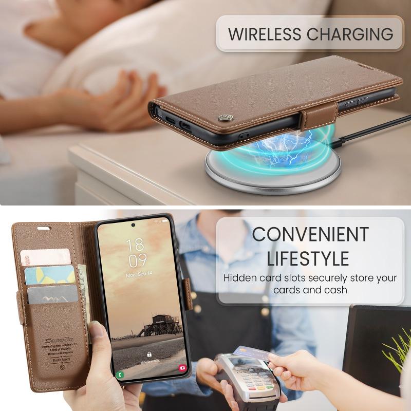 Магнитный чехол-кошелек CaseMe из ПУ-кожи для Samsung Galaxy S26 Ultra/S25 Plus/S24/S23/S22/S21/S20 с карманом-держателем для карт