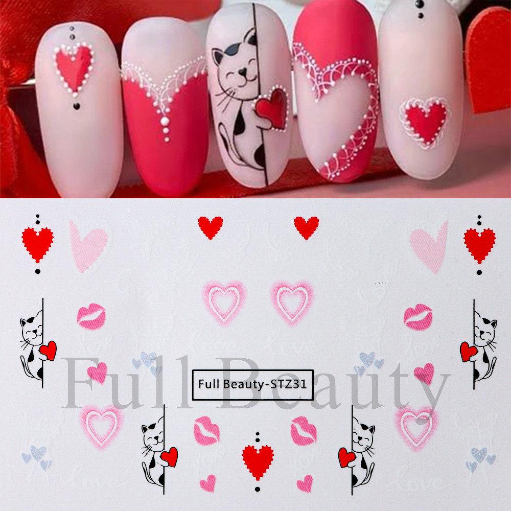 Nail Art Stickers Ins Valentine's Day Romantic Bear Love Letter Love Tree Watermark Sticker