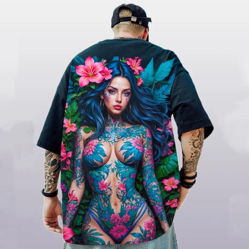 Мужские футболки с принтом 3D Sexy Beauty Футболки с коротким рукавом Летняя повседневная мужская одежда Свободные футболки большого размера для мужчин Новые топы