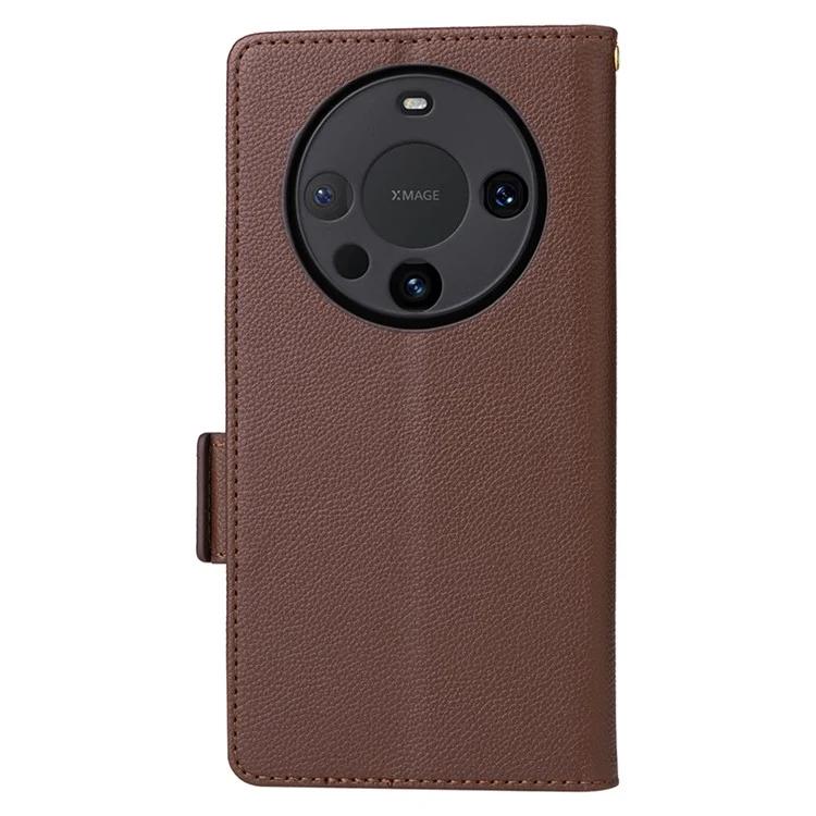 For Huawei Mate 60 Cover Litchi Texture Wallet Stand Leather Phone Case with Strap