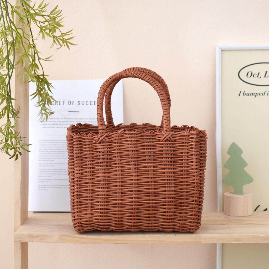 Colorful Imitation Rattan Woven Ladies' Picnic Handbag