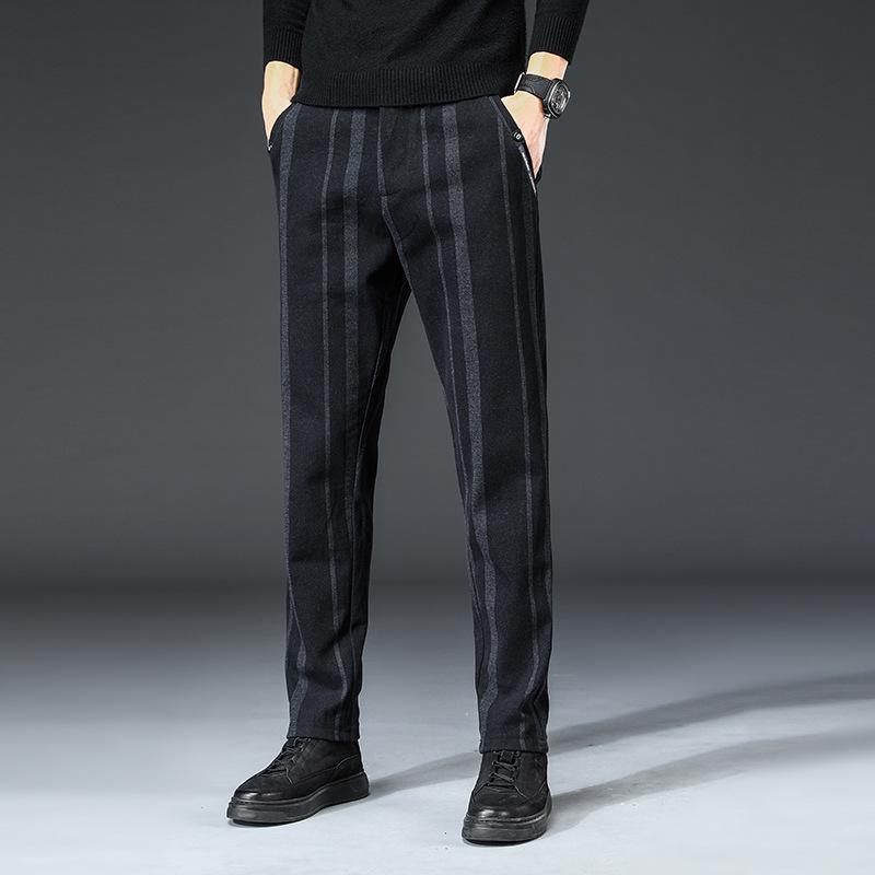 Мужские узкие эластичные брюки в полоску: Модные повседневные брюки в деловом стиле