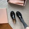 Cowhide version~ 5cm height-increasing thick-soled small gold coin loafers, female British small black small leather shoes, thick heel single shoes