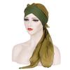 8 Colors Forehead Cross Wrap Hat Solid Color Fashion Chiffon Long Tail Headscarf Muslim Hijab Turban Caps