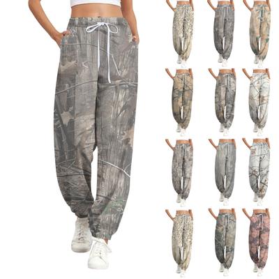 Женские повседневные модные спортивные штаны с принтом «Опадающие листья»