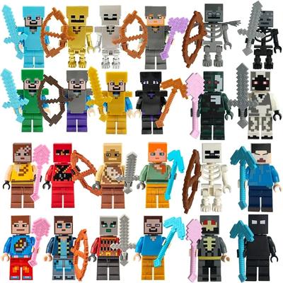 17 стилей набор строительных блоков Minecrafte I/Wi серии 8 шт. набор MC не повторяющиеся сделай сам собранная игрушка подарок на день рождения экшн-фигурка
