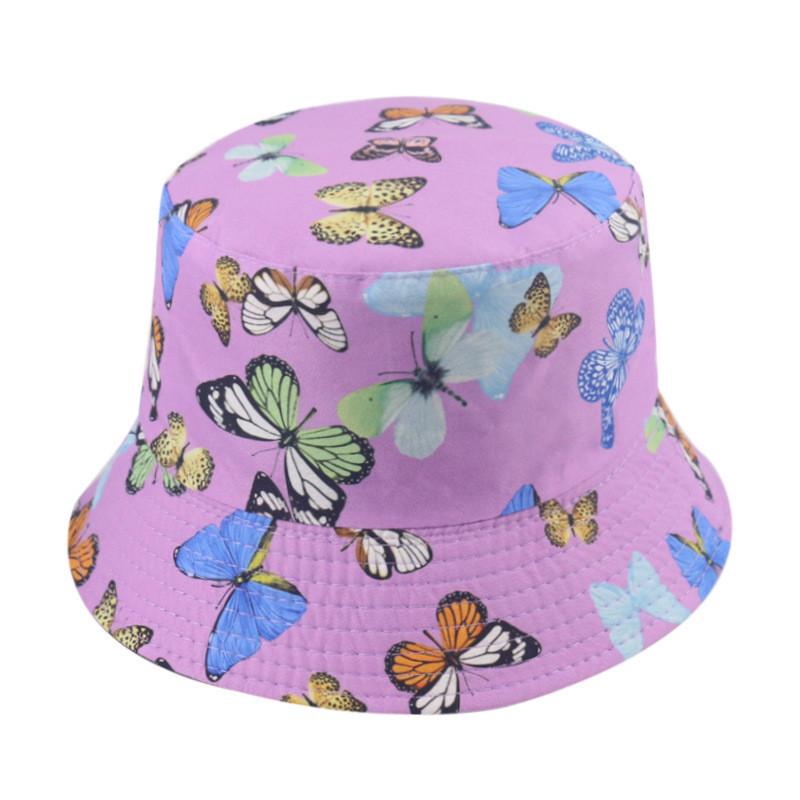 Korean Chic Fisherman Hat Women's Spring Summer Fashion Sunscreen Butterfly Print Bucket Hat Trendy