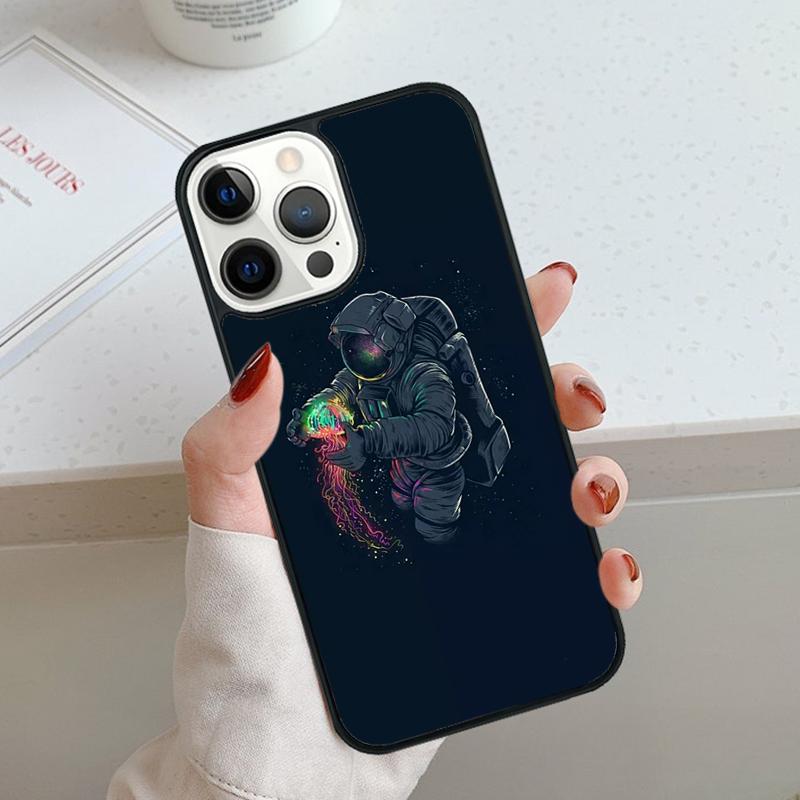 Space Astronaut illustration Phone Case For iPhone 17 Air 11 12 13 14 15 16 Pro Max Cover For iPhone 17 Air Max Plus