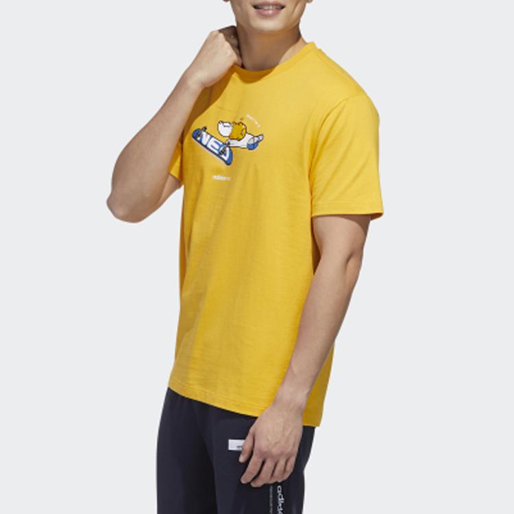 Adidas Мужская спортивная футболка прямого кроя с нео-принтом, желтая GL7214