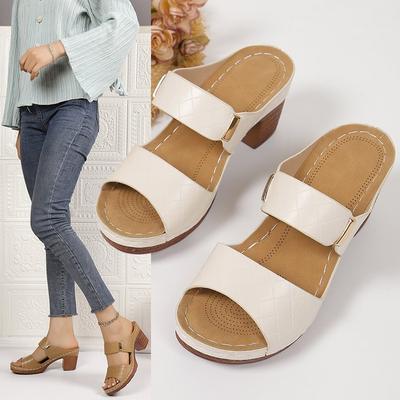 Женские босоножки на блочном каблуке с открытым носком, без застежек, для выхода в свет и повседневной летней носки