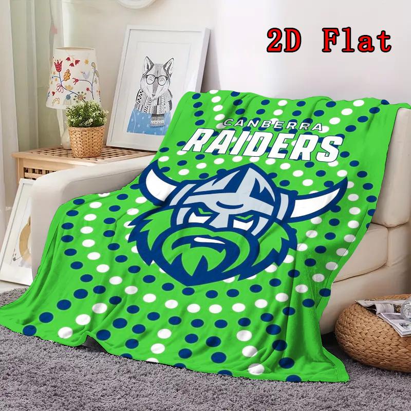 Canberra Raiders Logo 2D Flat Pattern Flannel Blanket High quality All Seasons Warmth and Comfort Perfect for Christmas Gifts.