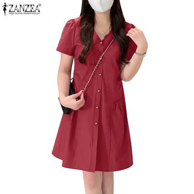 Женское повседневное летнее платье с коротким рукавом и тонкой талией