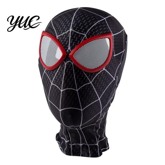 Movie Character Role Play Outfit Superhero Cosplay Mask with Gloves, Web Pattern Full Face Headgear, Elastic Halloween Party Jumpsuit Hood Zipper,