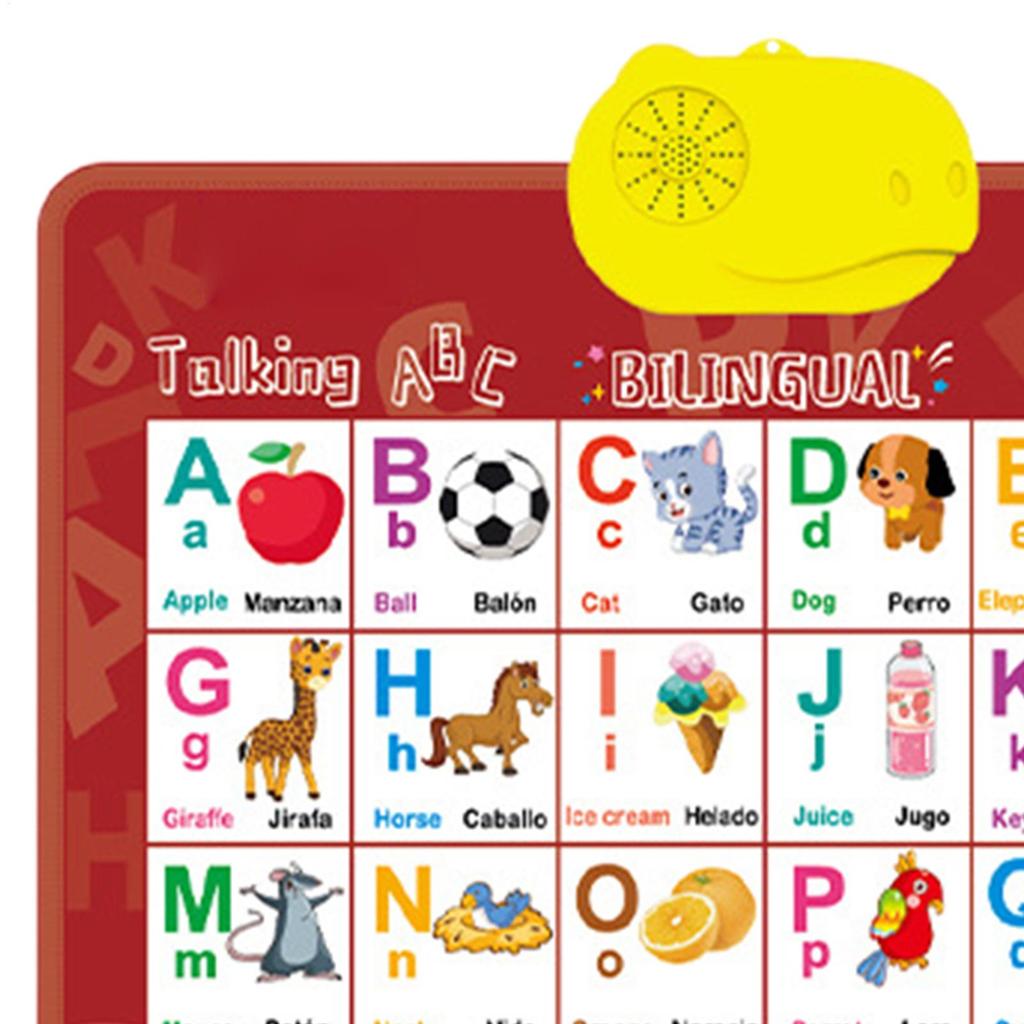 Bilingual Talking Wall Chart for Toddlers Learning Toys En/Spanish Interactive Wall Chart with Musical Alphabet Educational