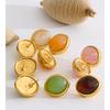 Yhpup 2026 Multi-Color Joyful Candy Resin Oval Stud Earrings 18K Gold Color PVD Plated Stainless Steel Summer Trendy Jewelry