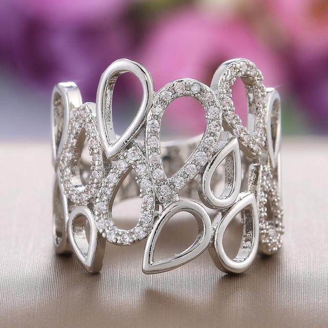 Кольца серебряного цвета с выемкой в форме капли воды для женщин, модные универсальные дизайнерские аксессуары, нежные украшения для вечеринок