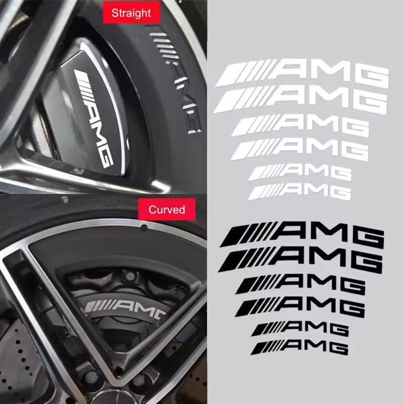 6pcs Car Goods Brake Caliper Badge Sticker Decoration Sticker Decal For Mercedes Benz B/C/E/S Class A Class C200L GLC GLK CLA BG1 QQ34