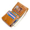 Мужской кожаный кошелек Trifold Retro RFID - короткий, с защитой от кражи и несколькими отделениями для карт