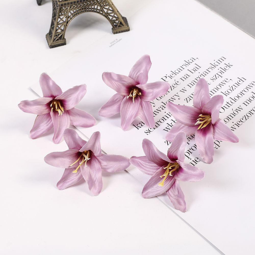 10/20/50 Pcs Silk Artificial Flower Lily Flower Head DIY Crafts Scrapbooking Home Wedding Room Party Wreath Decor Accessories
