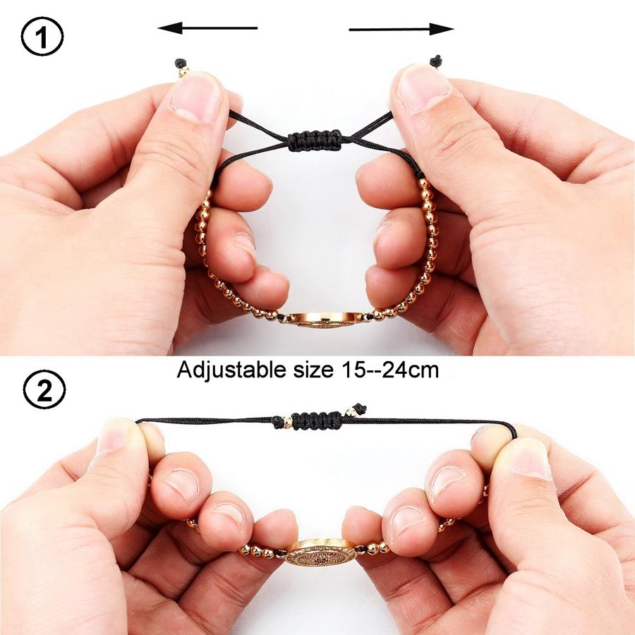 Nidin New Classic Light Luxury Copper Macrame Pave CZ 4MM Beads 8 Shape Men Women Handmade Adjustable Bracelets Jewelry Gift