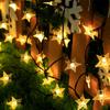 5/7/12M Outdoor Solar Holiday Garland Lamp LED Star String Lights for Garden Christmas Tree Wedding Party Balcony Decoration
