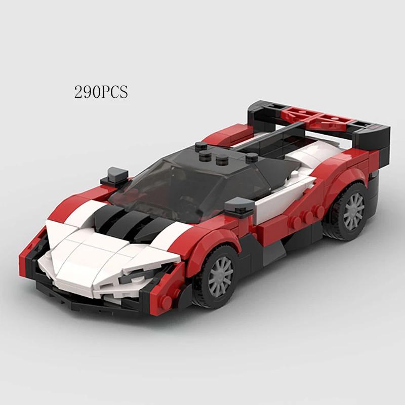 MOC Скоростной супергоночный автомобиль, модель гоночного автомобиля, строительные блоки, раллийный спортивный пикап, игрушечный город, технический рождественский подарок