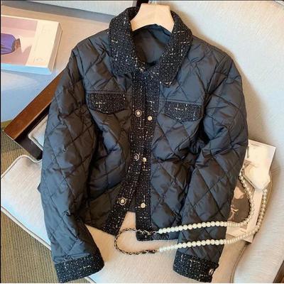 Осень-зима женские отложной воротник черные парки свободные винтажные стеганые куртки легкие женские пуховики верхняя одежда женская одежда