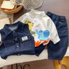 Boys' Spring & Autumn Denim Vest Clothing Set 2025: Fashionable 3-Piece Outfit for Babies