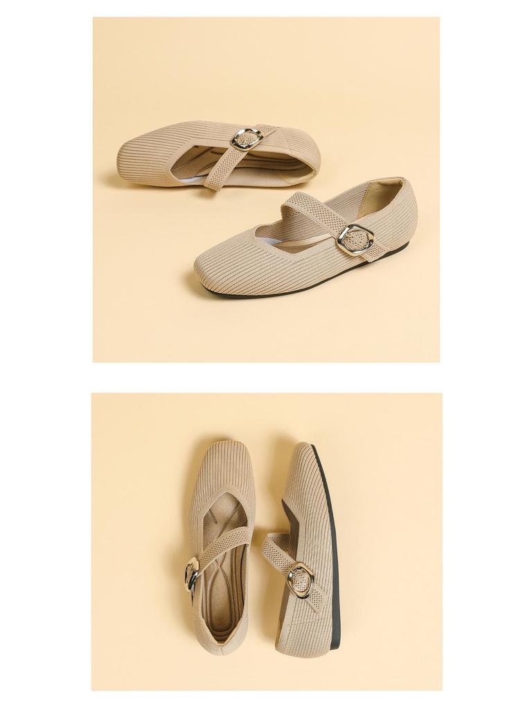 Квадратный носок, вязаные туфли Мэри Джейн Лоферы Королевы 2024 - Мягкая подошва, Низкий вырез, Стиль Весна/Лето.