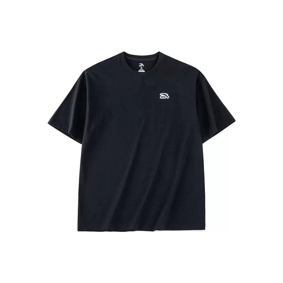 Anta Футболка с круглым вырезом и короткими рукавами с логотипом, топы унисекс, черные 972328113-4