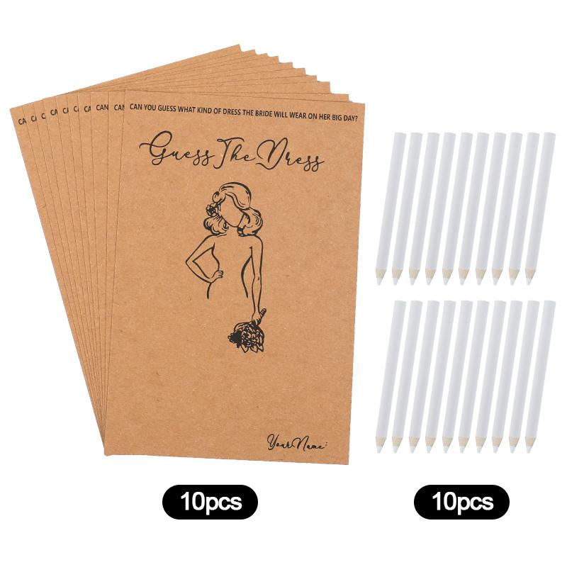 10/20sets Wedding Dress Game Card with Pens Guess the Dress Bridal Shower Painting Games Bachelorette Party Decoration Gifts