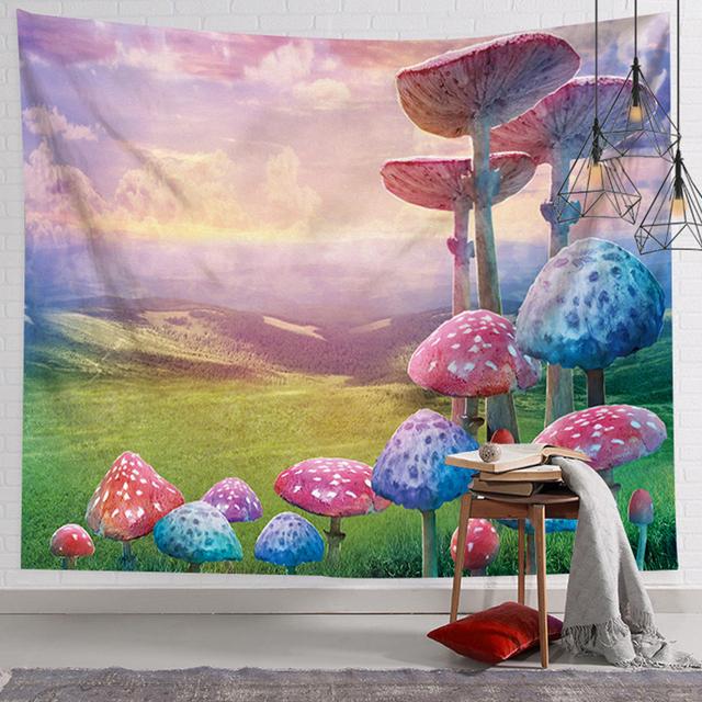 Грибной гобелен, Настенный декор, декор в стиле бохо, психоделический хиппи, гобелен в стиле бохо, декор, колдовство, настенное покрытие, декор
