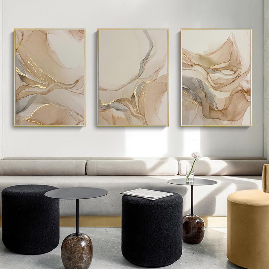 Modern Luxury Gold Marble Texture Abstract Posters Walls of Art Print Canvas Painting Living Room Interior Decoration