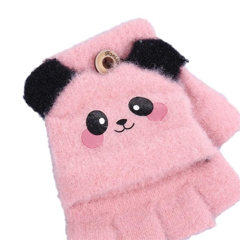 Children's Gloves Winter Baby Warm and Thickened Girls Anti-freeze Fingerless Writing Half-finger Flip Cover Kindergarten Boys