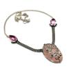 Rose Quartz Pink Kunzite Gemstone 925 Silver Plated Jewelry Necklace 18"