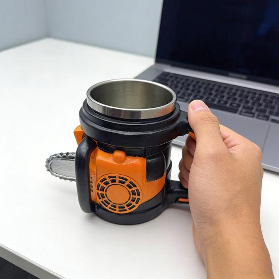 Кружка-бензопила с внутренним слоем из нержавеющей стали 304 и внешним слоем из смолы, термостойкая дорожная кружка, уникальный подарок для любителей активного отдыха