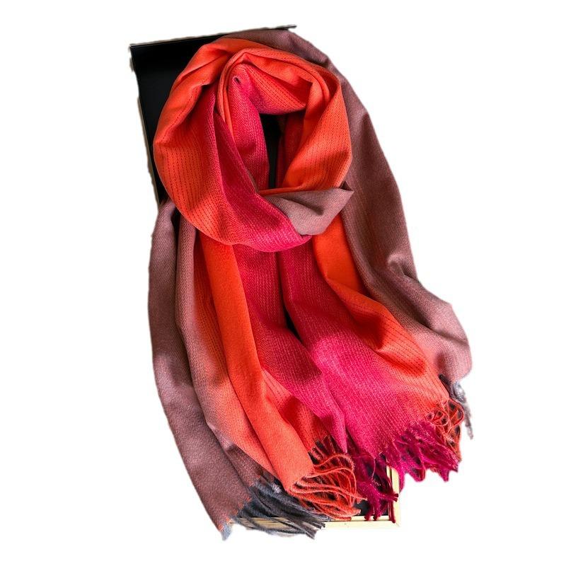 2024 Autumn And Winter New Fashion Versatile Tassel Imitation Cashmere Plaid Warm Shawl Scarf For Both Men And Women