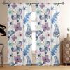 Floral Butterfly Symmetrical Printed Curtains, Decorative Curtains, Suitable for Bedroom, Living Room, Kitchen, Study Room,