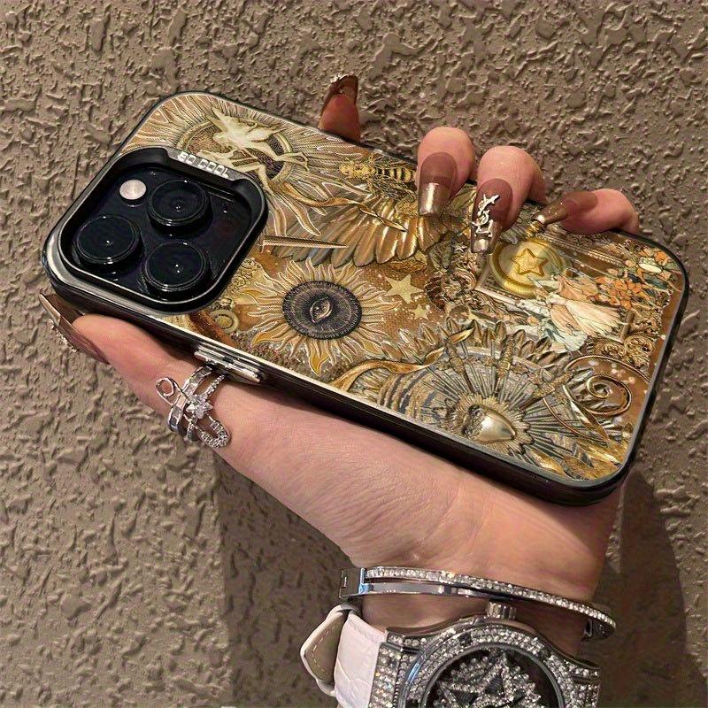 Чехол для телефона с узором Золотое Солнце и Звезды, подходит для iPhone 17 16 15 14 13 12 11 Pro/Max/Plus, противоударная задняя крышка