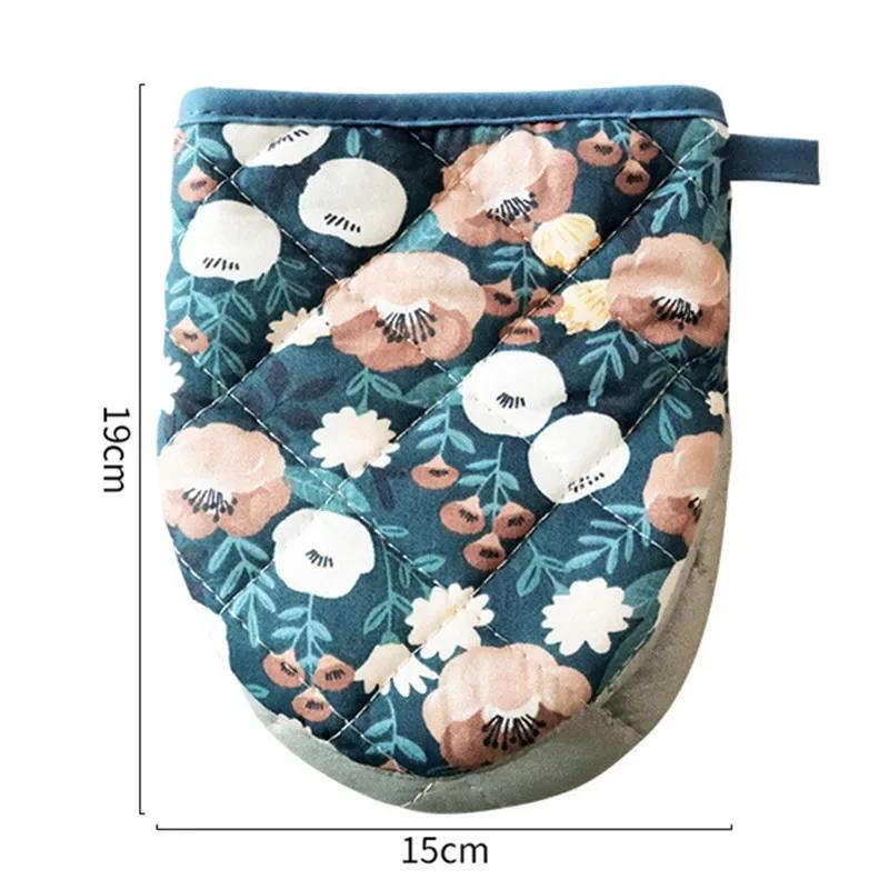 Цветочные хлопковые пекарские перчатки с принтом для духовки, для домашнего использования, кухонные, термостойкие, ручной зажим в форме сердца, теплоизоляционная подставка