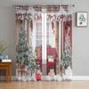 Christmas Tree House Sheer Curtains Living Room Window Tulle Curtains For Bedroom Kitchen Home Decoration Voile Drapes