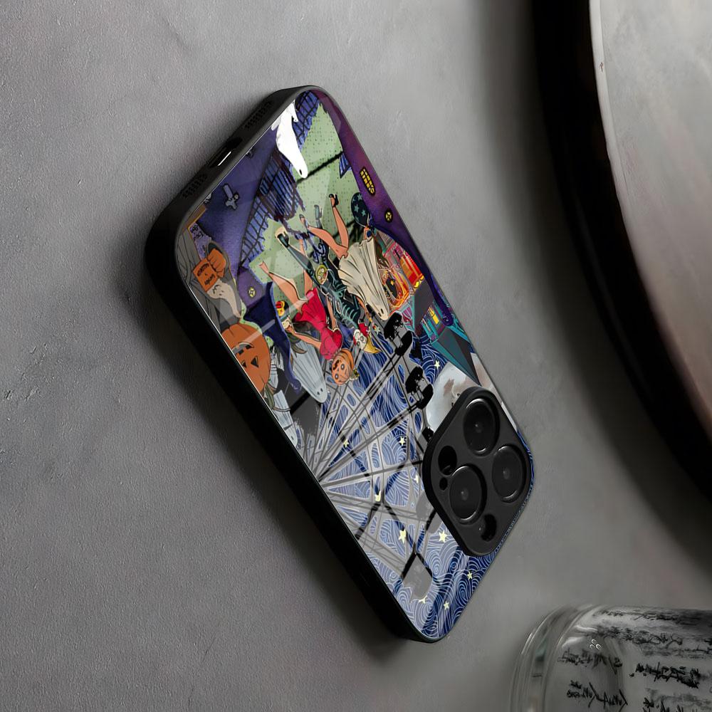 Счастливый Страшный Хэллоуин Чехол для Телефона Стекло Для IPhone17 Air 16 15 17 14 Pro Max 13 12 11 X Японская Анимация XS XR Plus Для Samsung