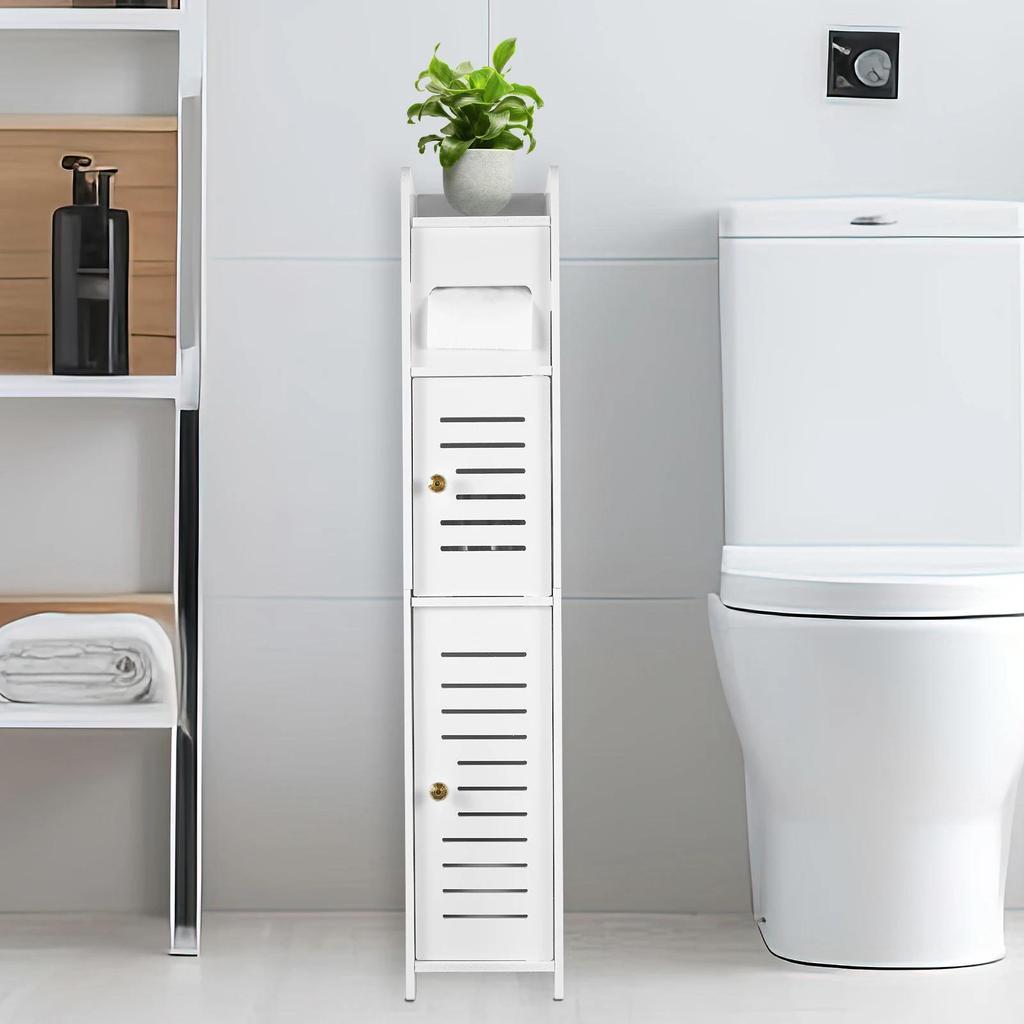 3 Tier Bathroom Storag Cabinet Floor Cabinet Organizer Free-Standing Toilet Roll Holder Narrow Bathroom Toilet Storag Cabinet