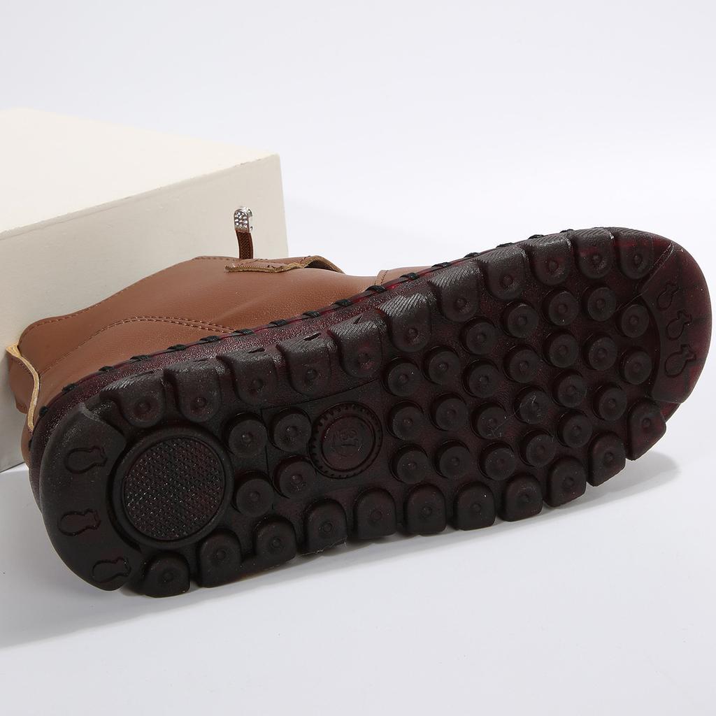 2023 Women's Shoes with Plush Insulation High Top Cotton Shoes Winter Hand Stitched Mother's Shoes Soft Soled Flat Shoes