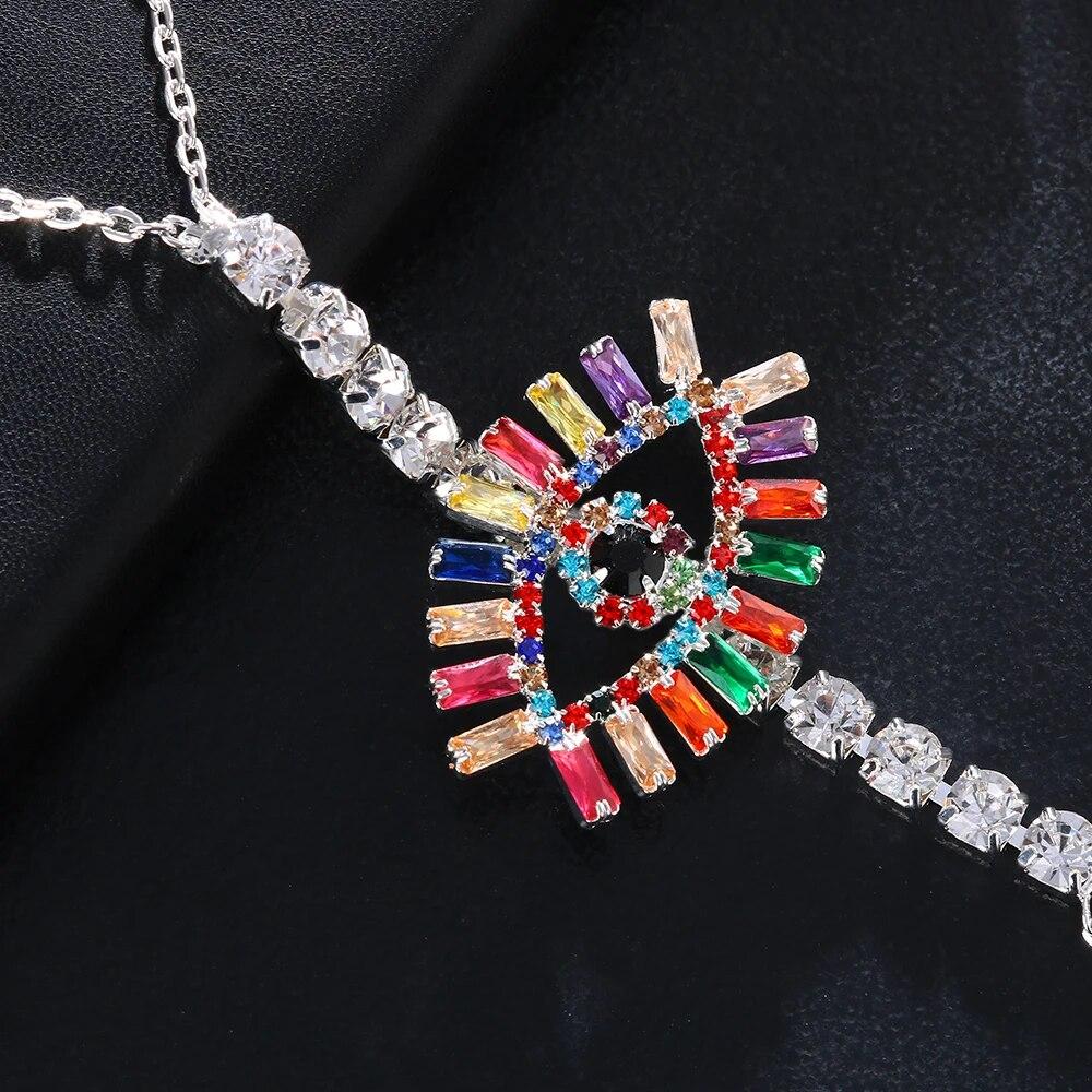 Красочная Турецкая цепочка на грудь от сглаза, сексуальное бикини, ювелирные изделия для женщин, ожерелье с кристаллами, цепочка на талию, декор тела, одежда, подарок