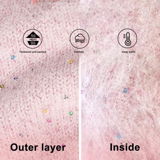 Женские зимние перчатки Теплые перчатки с сенсорным экраном С пайетками в виде бабочки Вязаные Утепленные