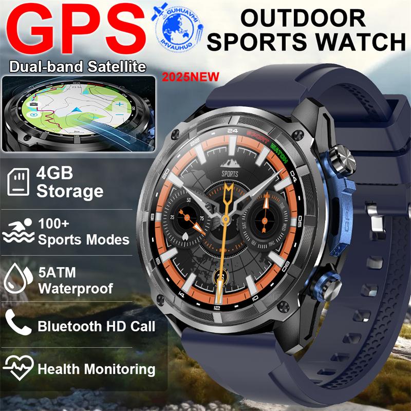 2026 Новый Военный Умный Часы 860 мАч Батарея GPS Компас 10 ATM Водонепроницаемые Тактические Спортивные 4 ГБ Памяти BT Звонок Умные Часы для Мужчин Уличные Умные Часы