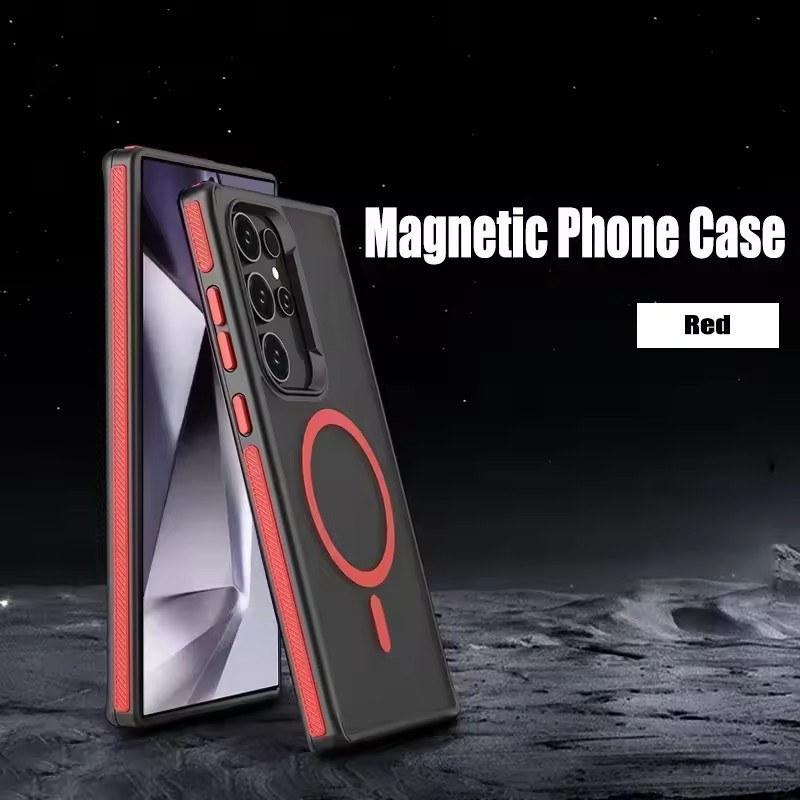 Магнитный чехол для телефона Samsung Galaxy S25 S23 S22 S24 Ultra Plus Magsafe Wireless Charger Матовый полупрозрачный противоударный чехол